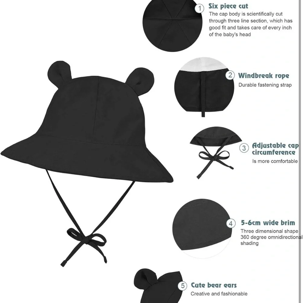 Kids' Black and White Bear Ear Disney Sun Hats